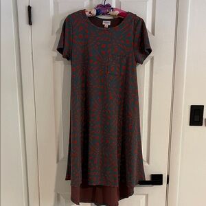 LuLaRoe Gray and Red High Low Dress